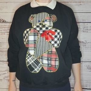 Vintage Knitwaves 80s/90s Sm Collared Sweater Patchwork Teddy